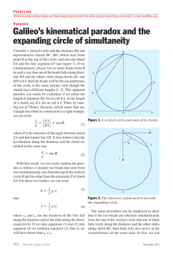 Galileo`s kinematical paradox and the expanding circle of simultaneity