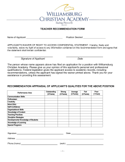 Teacher Recommendation for Employment