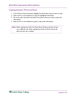 Copying between Word and Excel