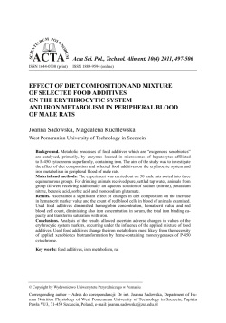Effect of diet composition and mixture of selected food additives