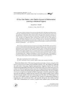 John Wallis`s Account of Mathematical Learning in Medieval England