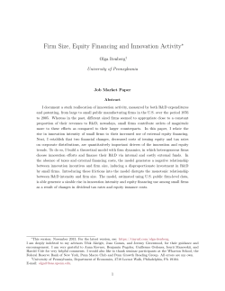 Firm Size, Equity Financing and Innovation ActivityThis version