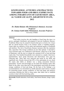 knowledge, attiudes and practices towards food and drug expiry