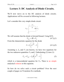 Lecture 3: DC Analysis of Diode Circuits.