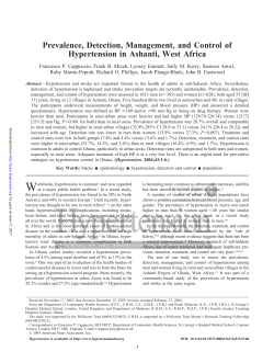 Prevalence, Detection, Management, and Control of Hypertension in