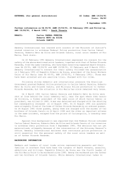 AMR 19/24/91 Distr: UA/SC 9 September 1991 Further information