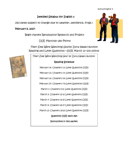 Harlem Renaissance Project Directions and Reading Schedule for