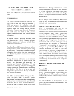 PRIVACY AND ANTI-SPAM CODE FOR OUR DENTAL OFFICE