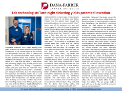 Dana-Farber lab technologists invent blood handling device