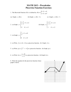 MATH 2412 &ndash; Precalculus Piecewise Function Exercises