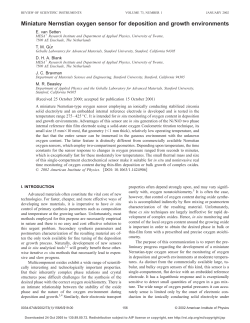 Miniature Nernstian oxygen sensor for deposition and growth