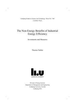 The Non-Energy Benefits of Industrial Energy Efficiency: Investments