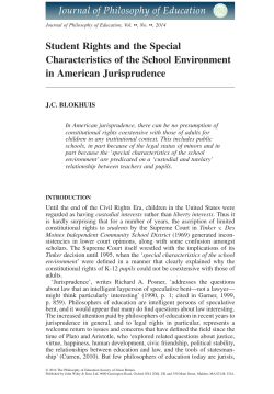 Student Rights and the Special Characteristics of the School