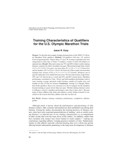 Training Characteristics of Qualifiers for the U.S. Olympic Marathon