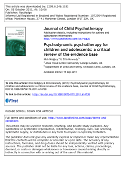 Psychodynamic psychotherapy for children and adolescents: a