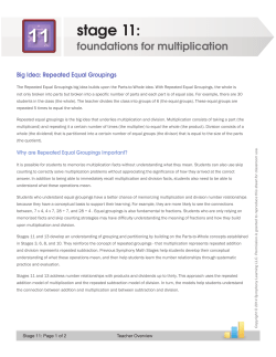 Stage 11: Foundations for Multiplication