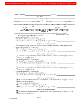 ANSWER TO COMPLAINT PETITION MOTION