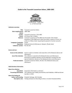 Guide to the Toussaint Louverture letters, 1800