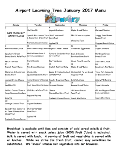 Airport Learning Tree January 2017 Menu