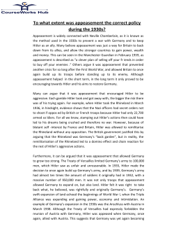 To what extent was appeasement the correct policy