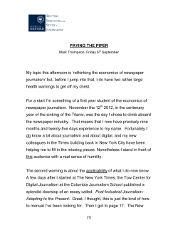 PAYING THE PIPER My topic this afternoon is `rethinking the