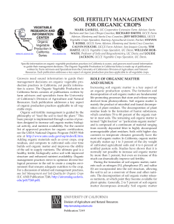 Soil Fertility Management for Organic Crops - ANR Catalog