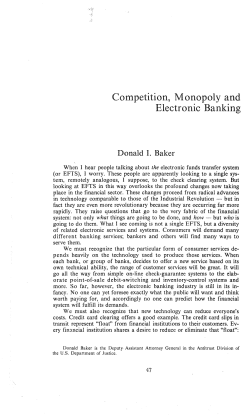 Competition, Monopoly and Electronic Banking