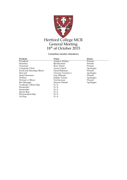 Hertford College MCR General Meeting 18th of October 2015