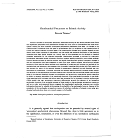 Geochemical Precursors to Seismic Activity