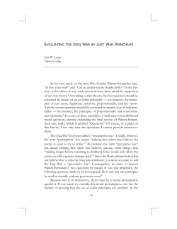 Evaluating the Iraq War by Just War Principles