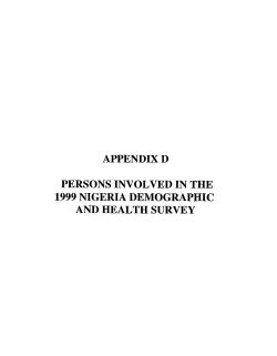 appendix d persons involved in the 1999 nigeria demographic and