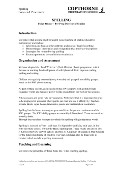 Spelling - Copthorne Prep