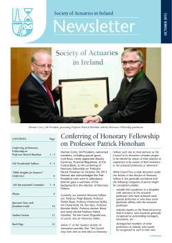 Newsletter - Society of Actuaries in Ireland