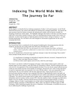 Indexing The World Wide Web: The Journey So Far