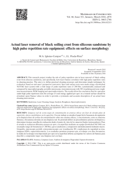 Actual laser removal of black soiling crust from siliceous sandstone