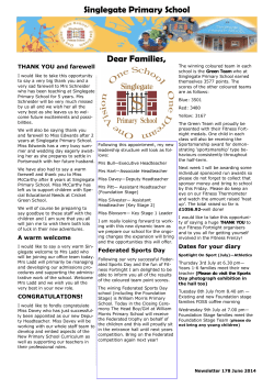Singlegate Primary School Dear Families,