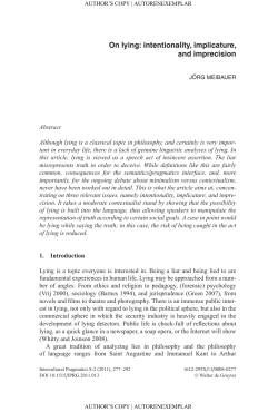 On lying: intentionality, implicature, and imprecision