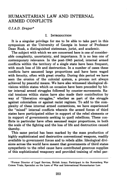 Humanitarian Law and Internal Armed Conflicts
