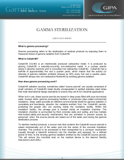 gamma sterilization - Gamma Industry Processing Alliance