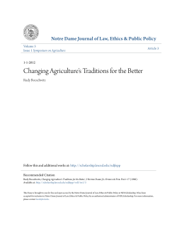 Changing Agriculture`s Traditions for the Better