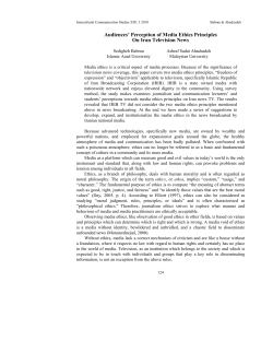 Audiences` Perception of Media Ethics Principles On Iran Television