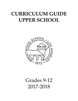 CURRICULUM GUIDE UPPER SCHOOL Grades 9-12 2017-2018