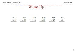 Lesson Notes 14.2 January 10, 2017