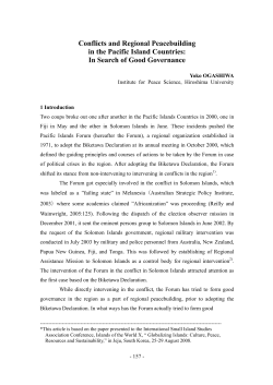 Conflicts and Regional Peacebuilding in the Pacific Island Countries