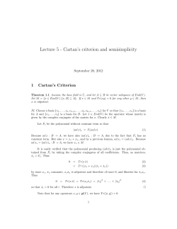 Lecture 5 - Cartan`s criterion and semisimplicity