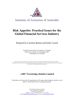 Risk Appetite: Practical Issues for the Global