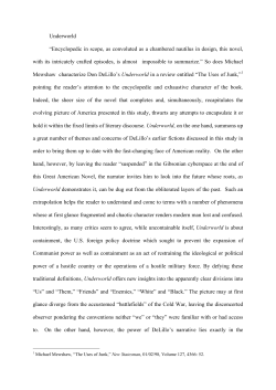 Underworld &ldquo;Encyclopedic in scope, as convoluted as a