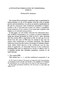 A FITCH-STYLE FORMULATION OF CONDITIONAL LOGIC