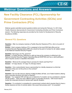New Facility Clearance Sponsorship Question and Answers