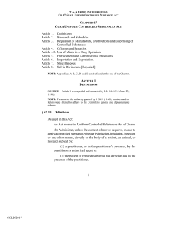 Chapter 67: Guam Uniform Controlled Substances Act
